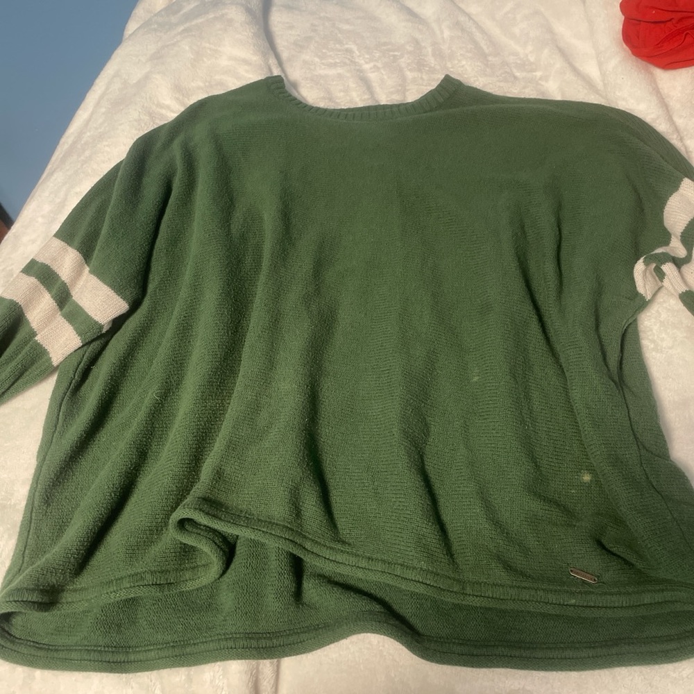 Hollister green and white sweatshirt